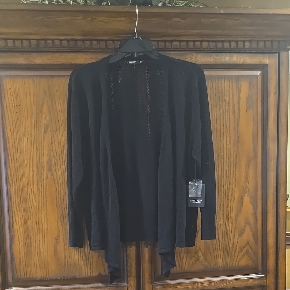 Willow Black Textured Knit Cardigan with Shawl Collar